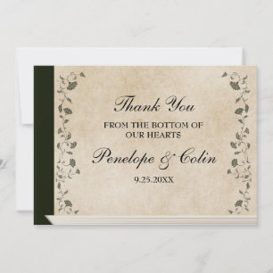 Cartão De Agradecimento Casamento de Cobrir da Biblioteca Vintage Elegante