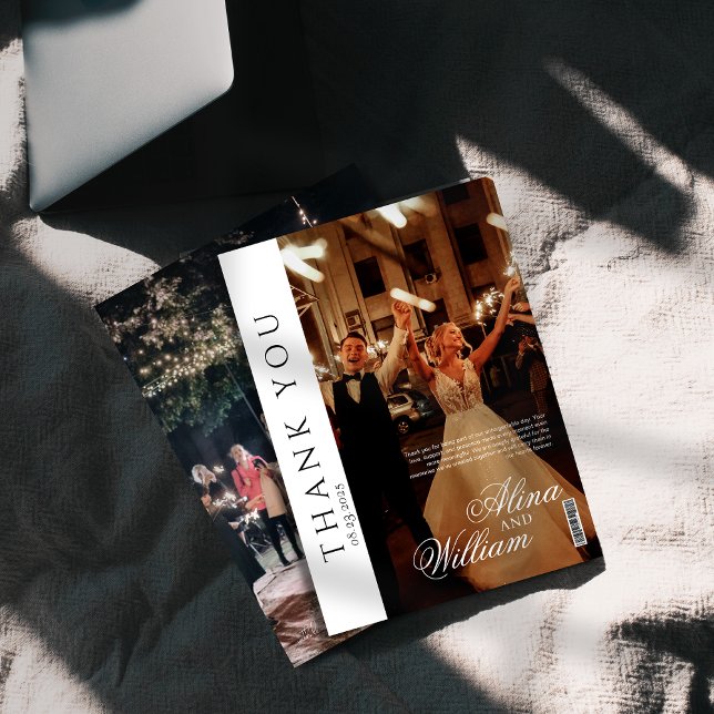 Cartão De Agradecimento Casamento de Cobrir da Revista Editorial (Criador carregado)