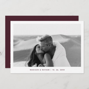 Cartão De Agradecimento Casamento de Código QR de Foto Simples Burgundy