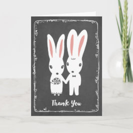 Cartão De Agradecimento Casamento de Coelhos Casal Obrigado