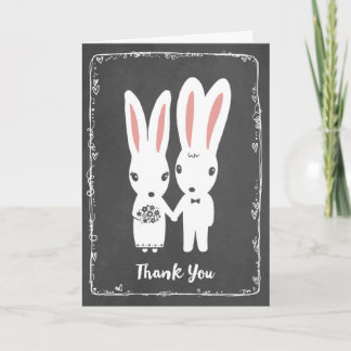 Cartão De Agradecimento Casamento de Coelhos Casal Obrigado