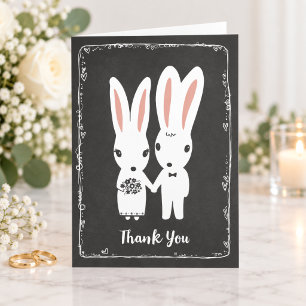 Cartão De Agradecimento Casamento de Coelhos Casal Obrigado