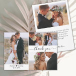 Cartão De Agradecimento Casamento de Colagem de Fotos com Tipografia de Sc<br><div class="desc">Cartões de agradecimentos de Casamento de Colagem de Fotos do Script Elegante Minimalista Moderno 4. modelo de cartões de agradecimentos de casamento com 4 (quatro) fotos na frente e uma foto na parte traseira. Com o texto "Obrigado" em uma letra de script de tipografia com letras suaves, com cauda de...</div>