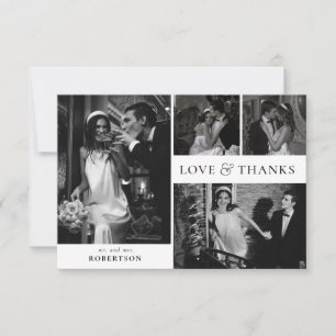 Cartão De Agradecimento Casamento de Colagem de Fotos de Amor e Agradecime