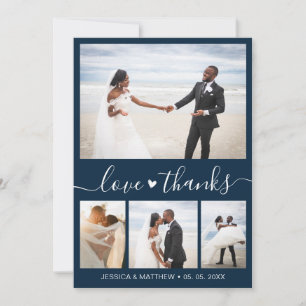 Cartão De Agradecimento Casamento de Colagem de Fotos de Obrigados e Amor