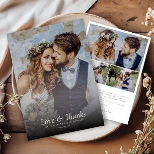 Cartão De Agradecimento Casamento de Colagem de Fotos de Obrigados e Amor