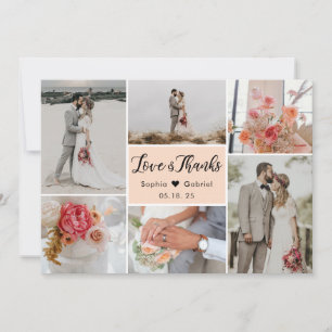 Cartão De Agradecimento Casamento de Colagem de Fotos do Elegante Chic 6