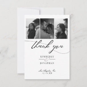 Cartão De Agradecimento Casamento de Colagem de Fotos Elegante