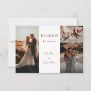 Cartão De Agradecimento Casamento de colagem de fotos minimalista