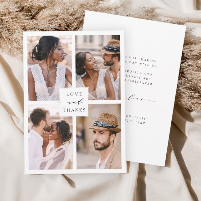 Cartão De Agradecimento Casamento de Colagem de Fotos Moderna 4 (Criador carregado)
