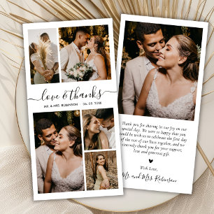 Cartão De Agradecimento Casamento de Colagem de Fotos por Obrigados e Amor