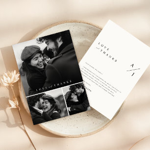 Cartão De Agradecimento Casamento de Colagem de Fotos Simples Script 3