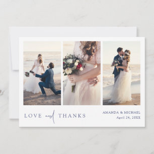 Cartão De Agradecimento Casamento de Colagem de Várias Fotografias com Tex
