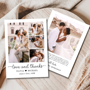Cartão De Agradecimento Casamento de Colagem Fotográfica de Cinco Obrigado