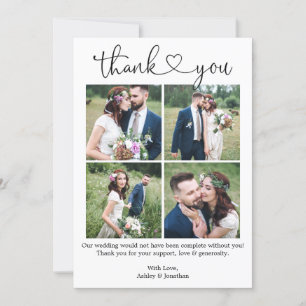 Cartão De Agradecimento Casamento de Colagem Fotográfica do Coração 4 M