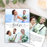 Cartão De Agradecimento Casamento de Colagem Fotográfica do Script 3 de Ca<br><div class="desc">A Mão Elegante Moderna Deixou 3 Cartões de agradecimentos De Casamento De Colagem De Fotos. modelo de cartões de agradecimentos de casamento com três (3) fotos na frente e uma (1) fotos no verso. Com o texto "obrigado você" em uma letra de escrita escrita escrita caligráfica ou tipografia, robusta e...</div>