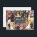 Cartão De Agradecimento Casamento de Colagem Fotográfica do Script Rustic<br><div class="desc">Moderno, Russo, Mão De Chalkboard Lotada Casamento De Senha 6 Casamento De Colagem De Várias Fotos, Obrigado Cartões Baratos. modelo de cartões de agradecimentos de casamento com seis (6) fotos na frente (usada filtro branco preto) e uma (1) foto no verso. Com o texto "obrigado você" em uma letra de...</div>