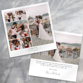 Cartão De Agradecimento Casamento de Colagem Multifotográfica Moderna Simp