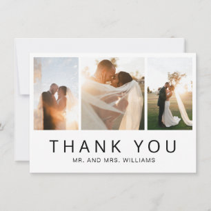 Cartão De Agradecimento Casamento de Colagem Simples de Fotos Moderna e Mi