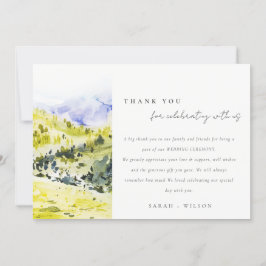 Cartão De Agradecimento Casamento de Colinas do Condado de Aquarela Verde 