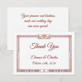 Cartão De Agradecimento Casamento de Conto de Fadas Art Déco