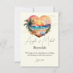 Cartão De Agradecimento Casamento de Coração Sunset Beach Hawaii Beach Wat