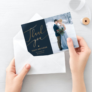 Cartão De Agradecimento Casamento de Cores Editáveis por Toque Elegante