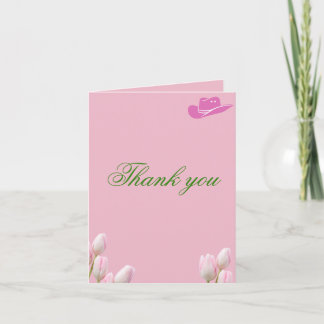 Cartão De Agradecimento Casamento de Cowgirl Costeira tulipa rosa