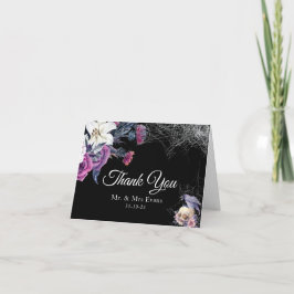Cartão De Agradecimento Casamento de Crânio Gótico Roxo-Roxo-Elegante