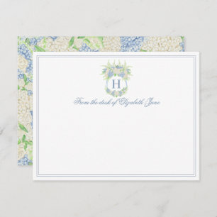 Cartão De Agradecimento Casamento de Crest de Hydrangea Azul e Branco