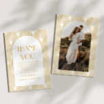 Cartão De Agradecimento Casamento de Deco Geométrico Dourado Elegante<br><div class="desc">Este é um Cartões de agradecimentos de Foto Personalizada de Deco Geométrico Geométrico Dourado Elegante!</div>