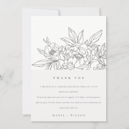 Cartão De Agradecimento Casamento de Desenho Floral Mínimo Elegante Castan