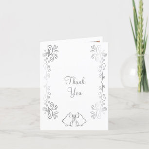 Cartão De Agradecimento Casamento de Design de Rolagem de Silver Bells
