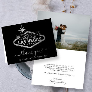 Cartão De Agradecimento Casamento de Destino Elegante em Las Vegas Obrigad