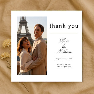 Cartão De Agradecimento Casamento de Destino Elegante Foto Quadrada