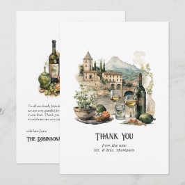 Cartão De Agradecimento Casamento de destino italiano em aquarela