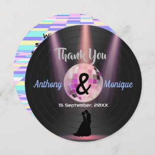 Cartão De Agradecimento Casamento de Disco Personalizável