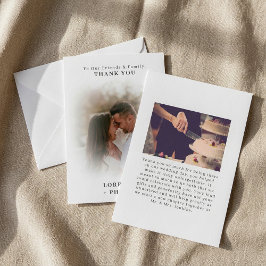 Cartão De Agradecimento Casamento de efeito de gradação de foto dupla româ