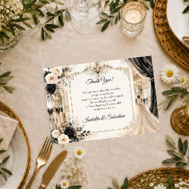Cartão De Agradecimento Casamento de Elegância Luxuosa de Gravata Preta