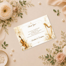 Cartão De Agradecimento Casamento de Elegância Musical Luxuosa