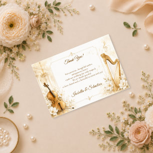 Cartão De Agradecimento Casamento de Elegância Musical Luxuosa