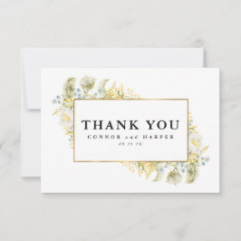 Cartão De Agradecimento Casamento de Elegante de Flor Selvagem com Frame D