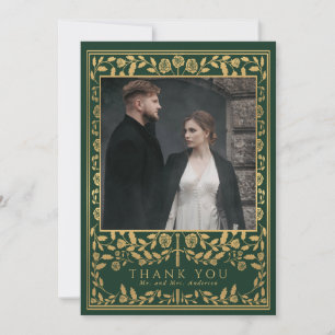 Cartão De Agradecimento Casamento de Espada Real Medieval Verde