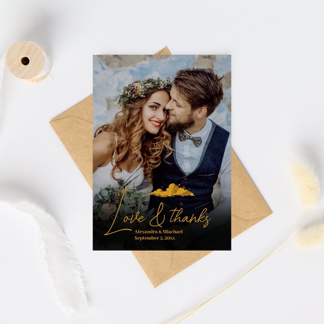 Cartão De Agradecimento Casamento de Estrelas Celestiais Douradas Místicas (Criador carregado)