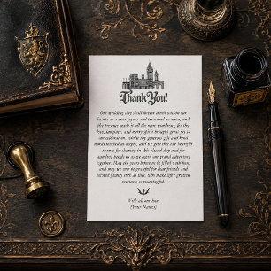 Cartão De Agradecimento Casamento de Fantasia Medieval no Castelo Obrigado