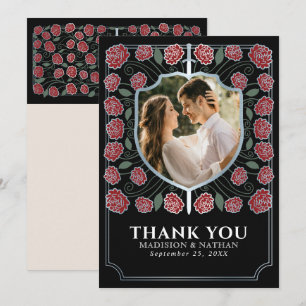 Cartão De Agradecimento Casamento de Fantasia Medieval Silver Sword