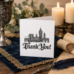 Cartão De Agradecimento Casamento de Fantasia no Castelo Renascentista Obr