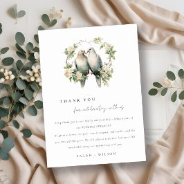 Cartão De Agradecimento Casamento De Ferro Botânico De Pássaros Românticos