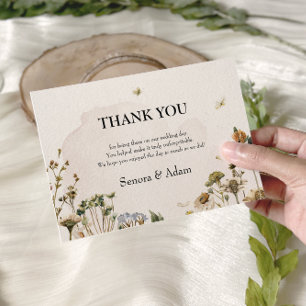 Cartão De Agradecimento Casamento De Ferro Floral Seco Elegante