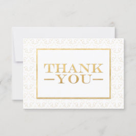 Cartão De Agradecimento Casamento de Fleur De Lis Branco e Dourado Obrigad